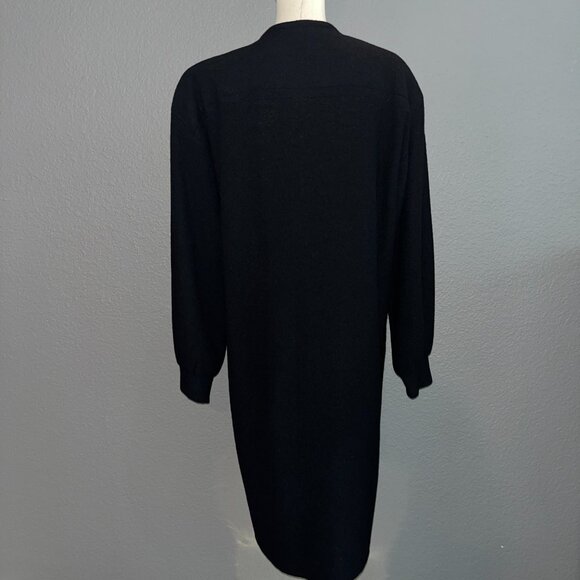 VINTAGE ST. JOHN BLACK KNIT COAT - POCKETS &  BALLOON SLEEVES MADE IN USA EUC 16 - Picture 12 of 16